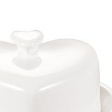 Manteigueira de Porcelana Heart Coração Branca 14cm - Ela Decora