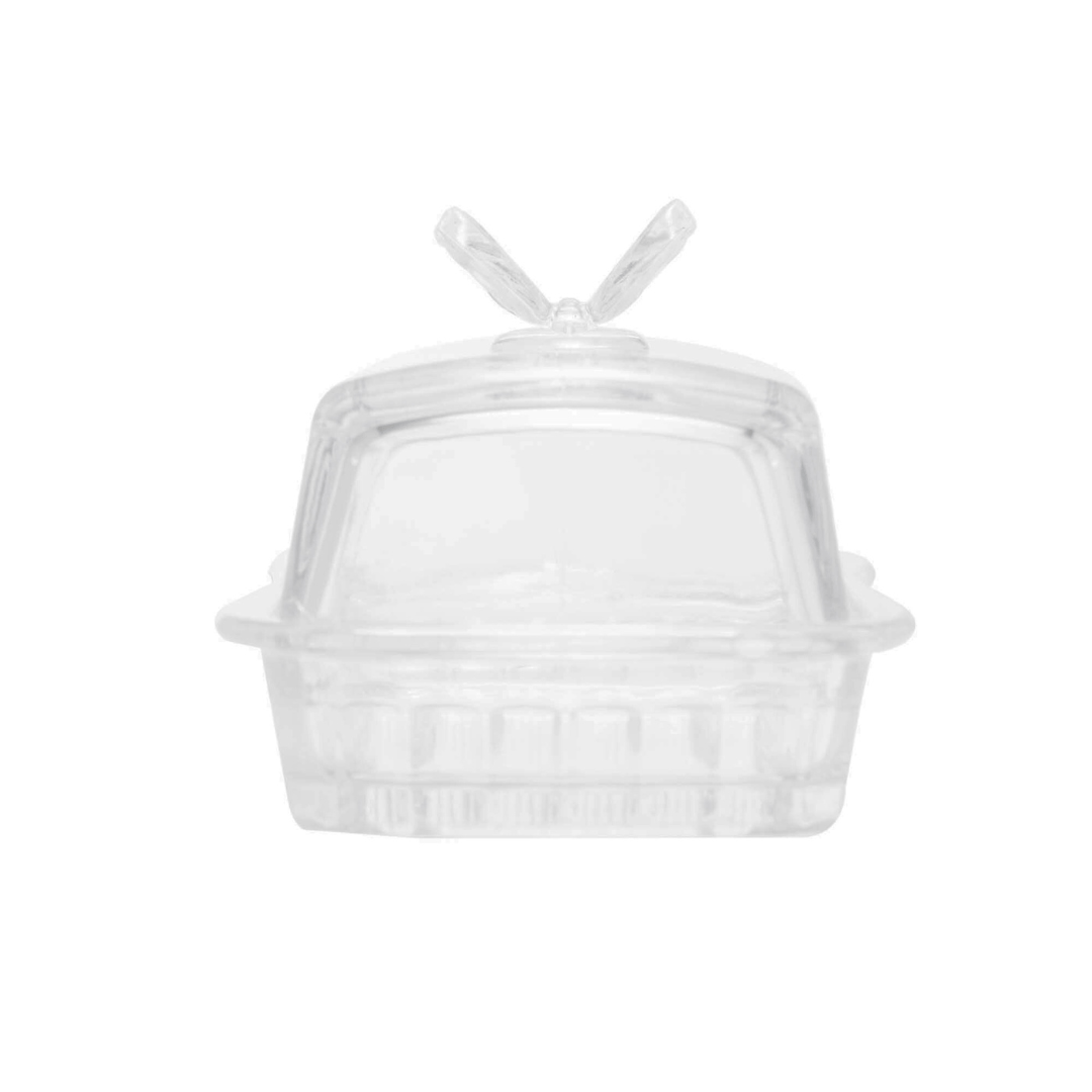 Manteigueira de Vidro com Tampa 17cm Butterfly - Ela Decora