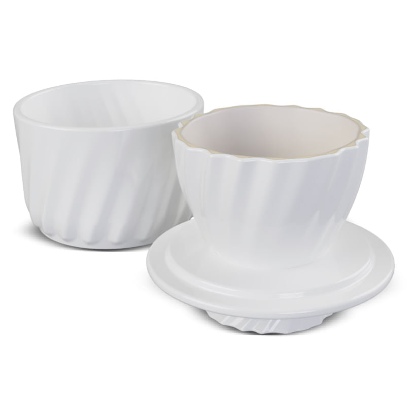 Manteigueira Francesa Twist em Cerâmica Branca 250g - Ela Decora