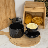 Manteigueira Francesa Twist em Cerâmica Preta 250g - Ela Decora