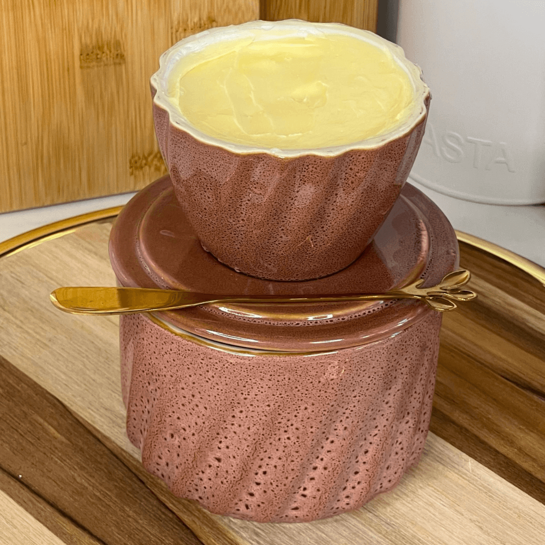 Manteigueira Francesa Twist em Cerâmica Rosa Organico 250g - Ela Decora