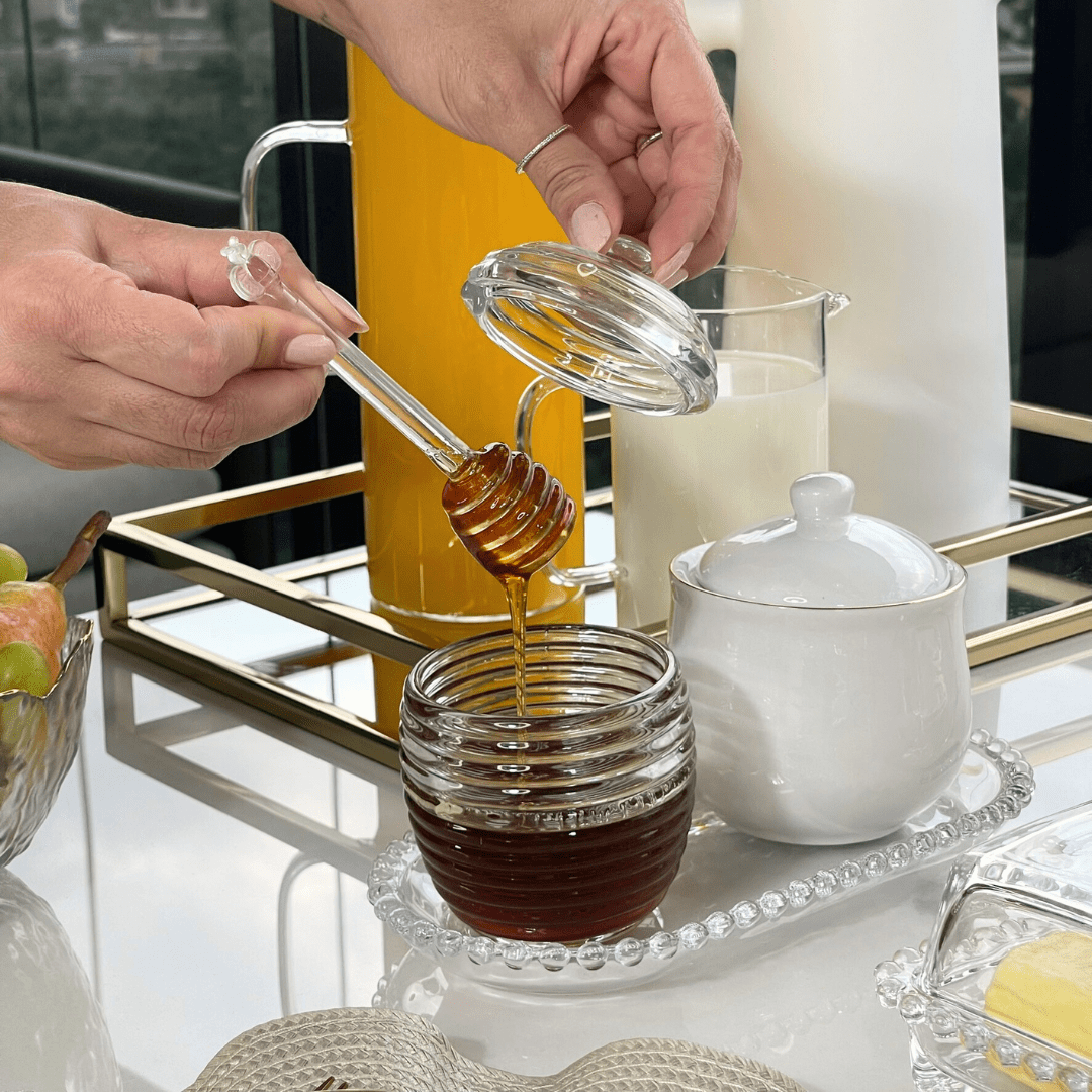 Meleira Cristal de Chumbo Colmeia com Pegador 210ml - Ela Decora