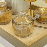 Meleira Cristal de Chumbo com Colher Pearl Âmbar 9,4cm - Ela Decora
