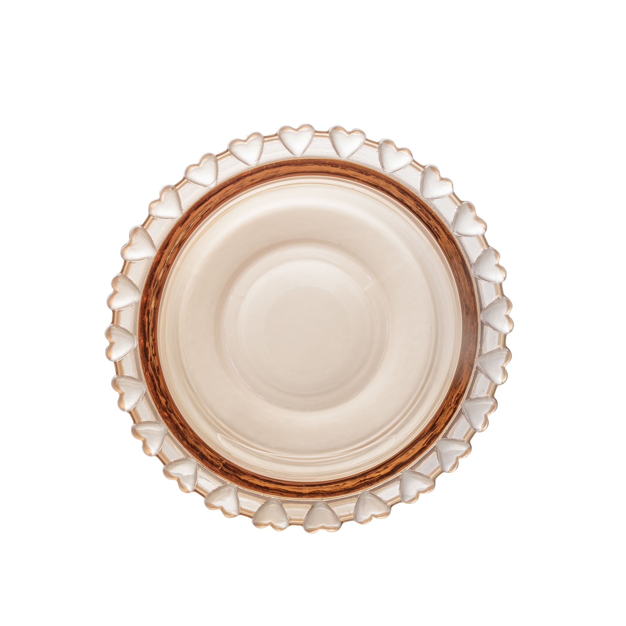 Meleira Cristal de Chumbo com Pegador Coração Âmbar Metalizado 12cm - Ela Decora