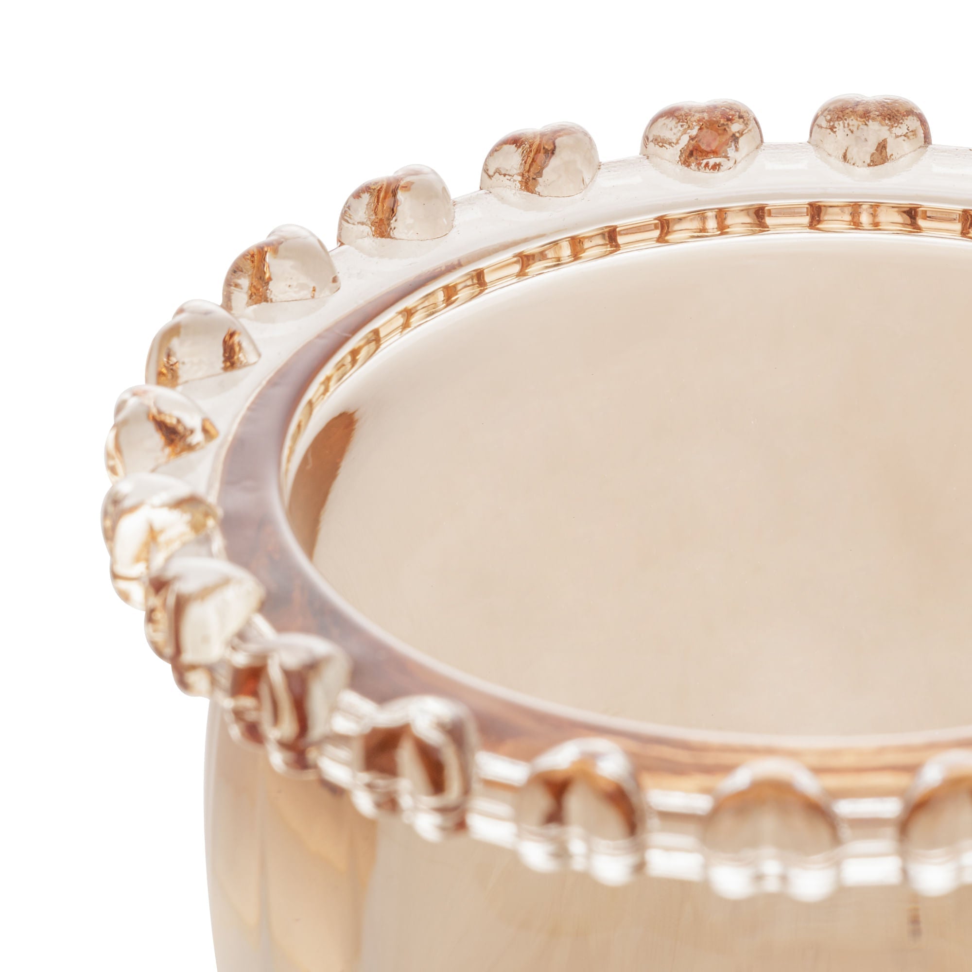 Meleira Cristal de Chumbo com Pegador Coração Âmbar Metalizado 12cm - Ela Decora