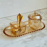 Meleira Cristal de Chumbo com Pegador Coração Âmbar Metalizado 12cm - Ela Decora