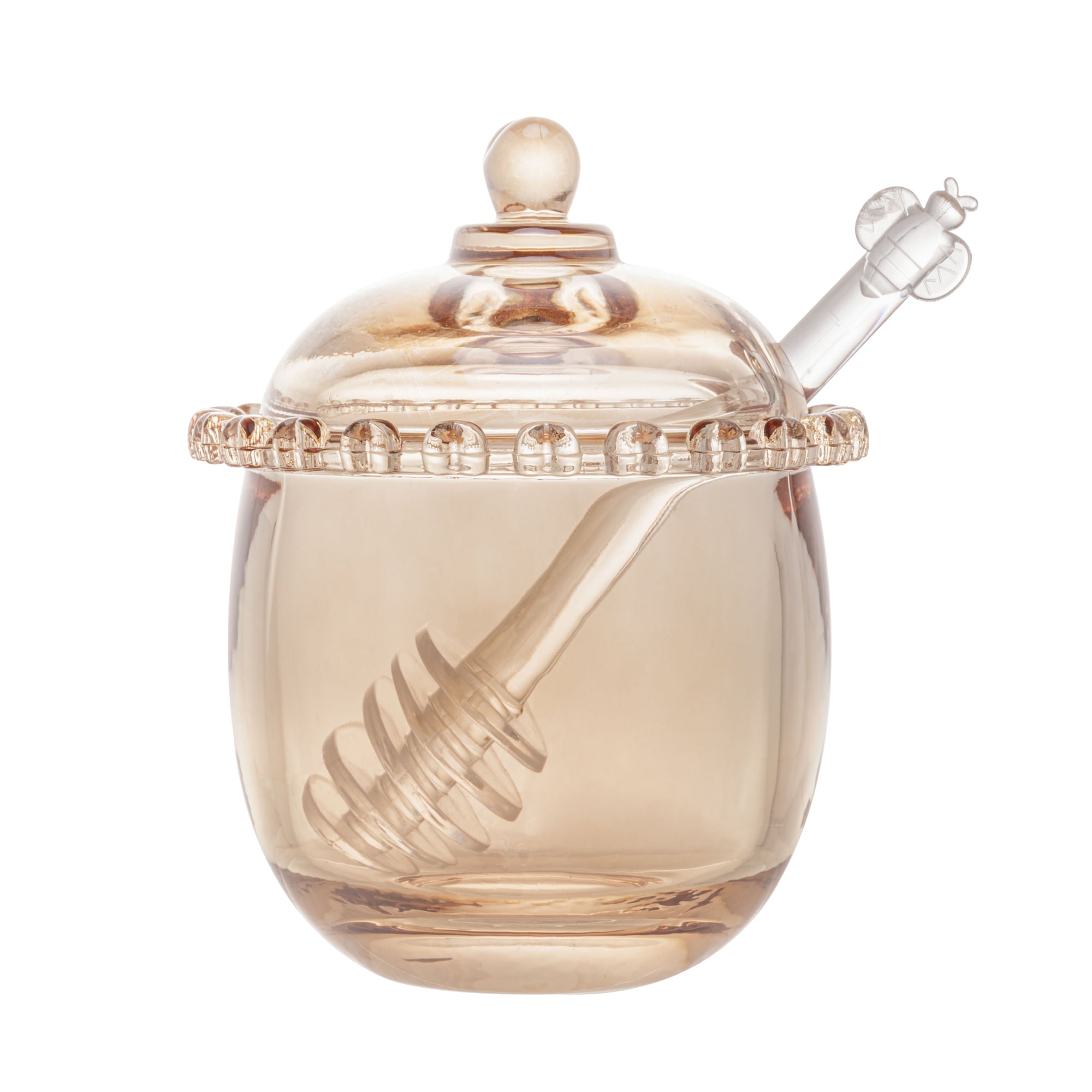 Meleira Cristal de Chumbo com Pegador Coração Âmbar Metalizado 12cm - Ela Decora