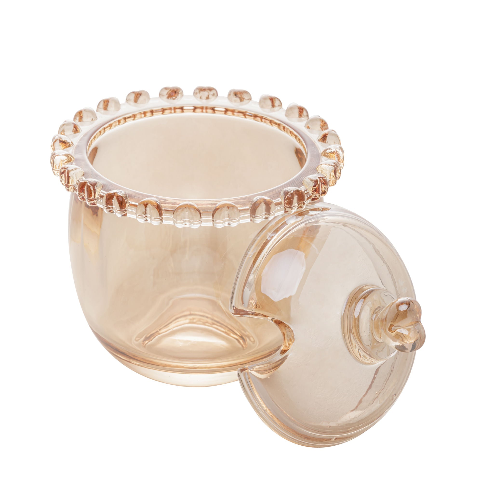 Meleira Cristal de Chumbo com Pegador Coração Âmbar Metalizado 12cm - Ela Decora