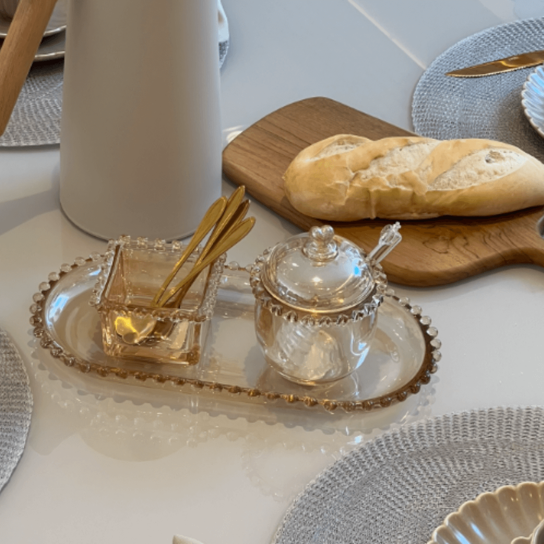 Meleira Cristal de Chumbo com Pegador Coração Âmbar Metalizado 12cm - Ela Decora