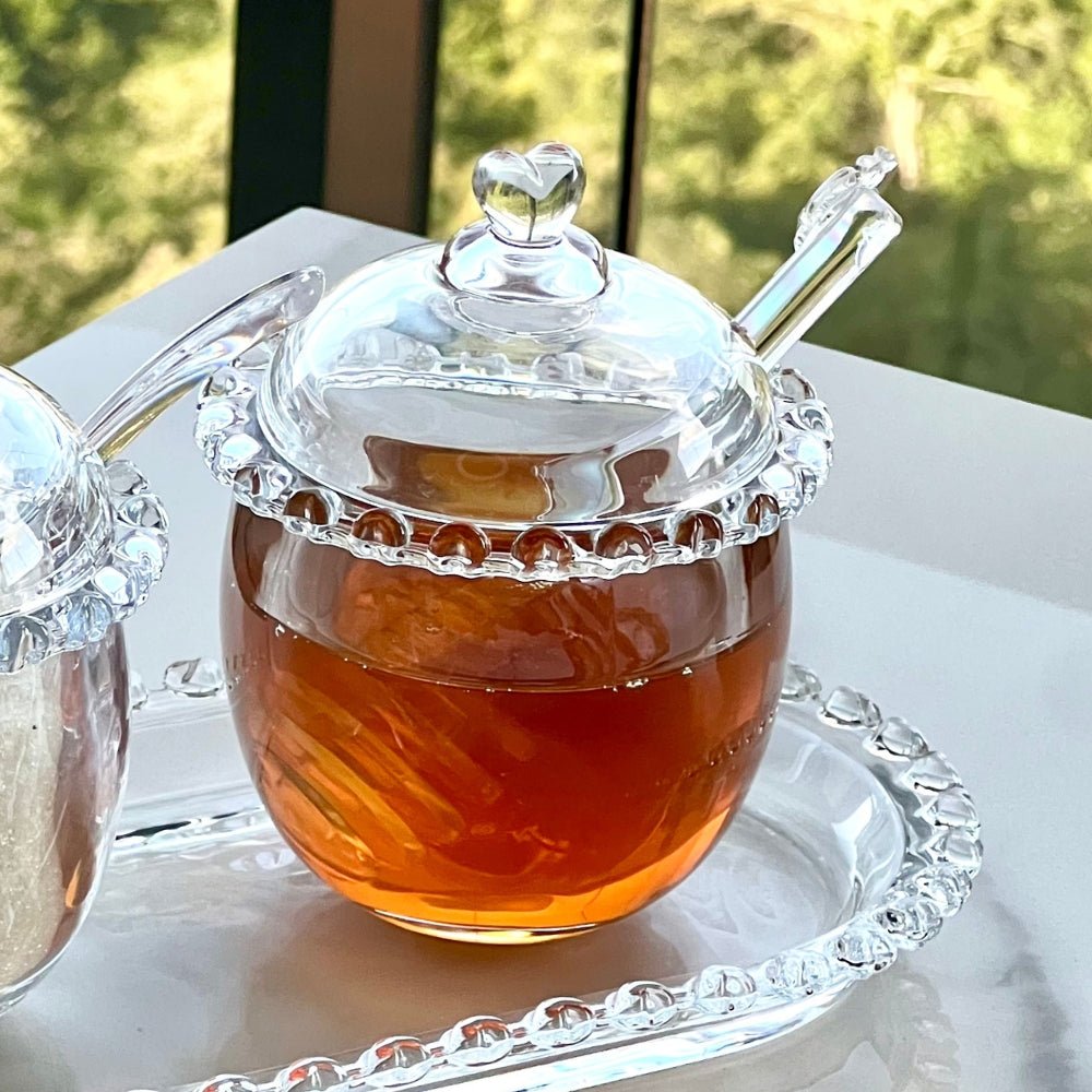 Meleira de Cristal Chumbo com Pegador e Detalhes em Formato de Coração - Ela Decora