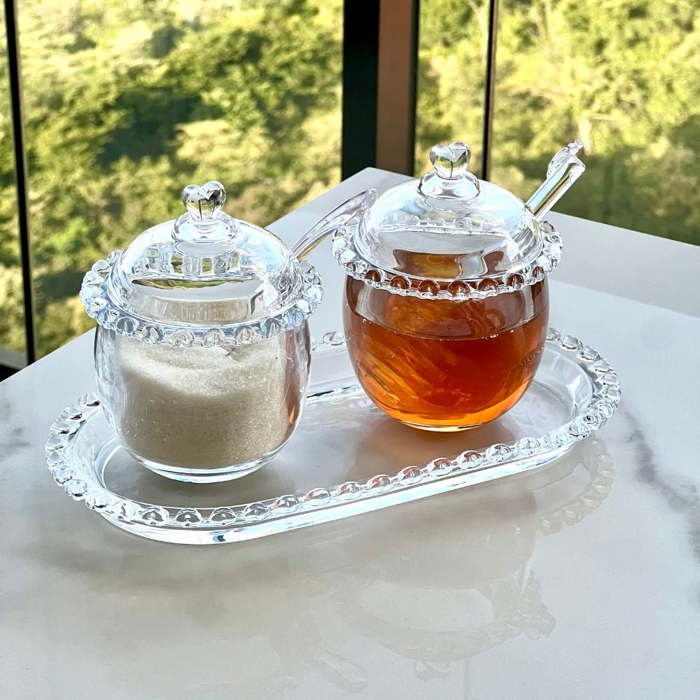 Meleira de Cristal Chumbo com Pegador e Detalhes em Formato de Coração - Ela Decora