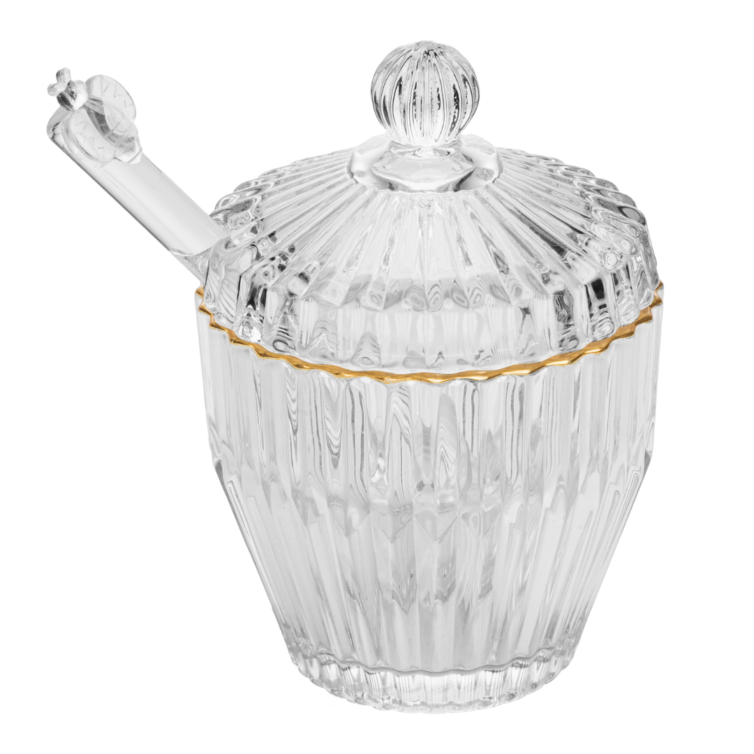 Meleira com pegador cristal e acabamento fio de ouro 11cm
