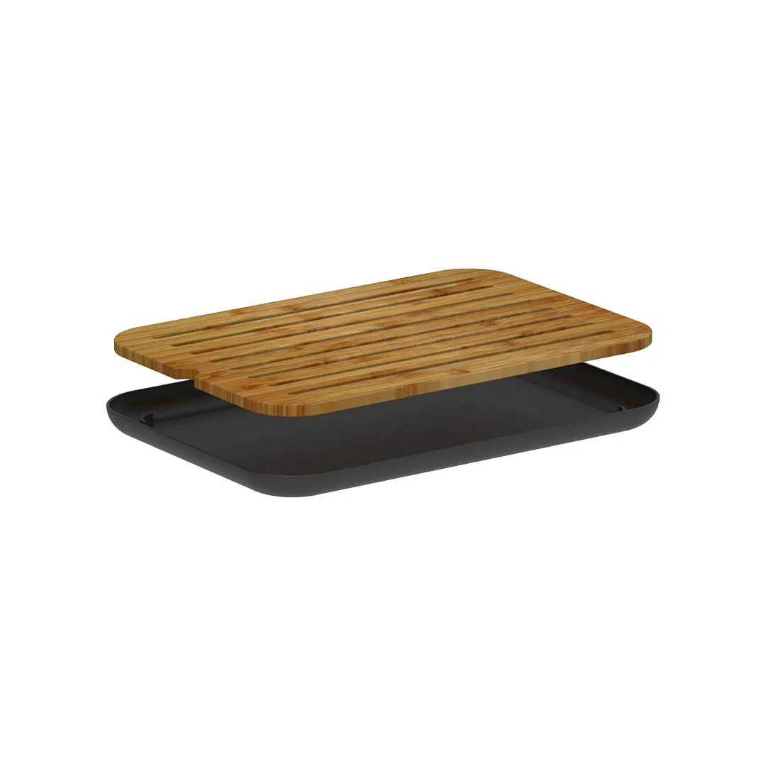 Tábua Migalheira Lume Plástico e Bambu Preto 33cm