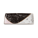 Mini Prato Retangular Preto Detalhes em Dourado - 19 cm - Ela Decora