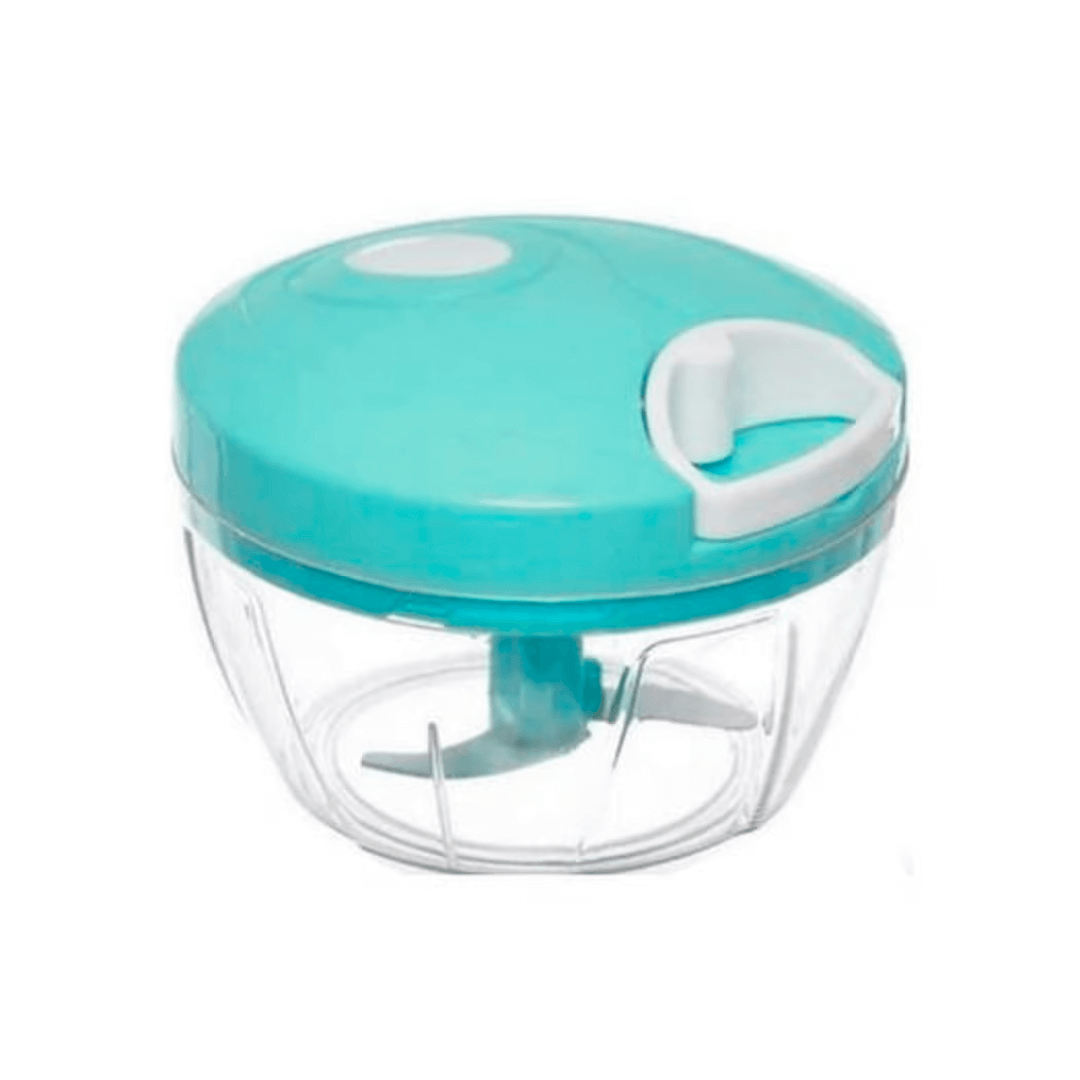 Mini Processador de Alimentos Manual 500ml Tampa Azul - Ela Decora