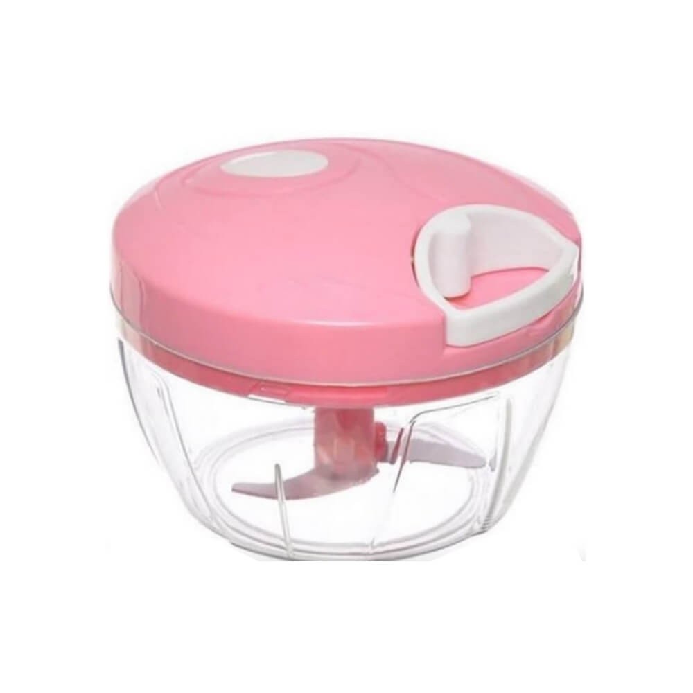 Mini Processador de Alimentos Manual 500ml Tampa Rosa - Ela Decora