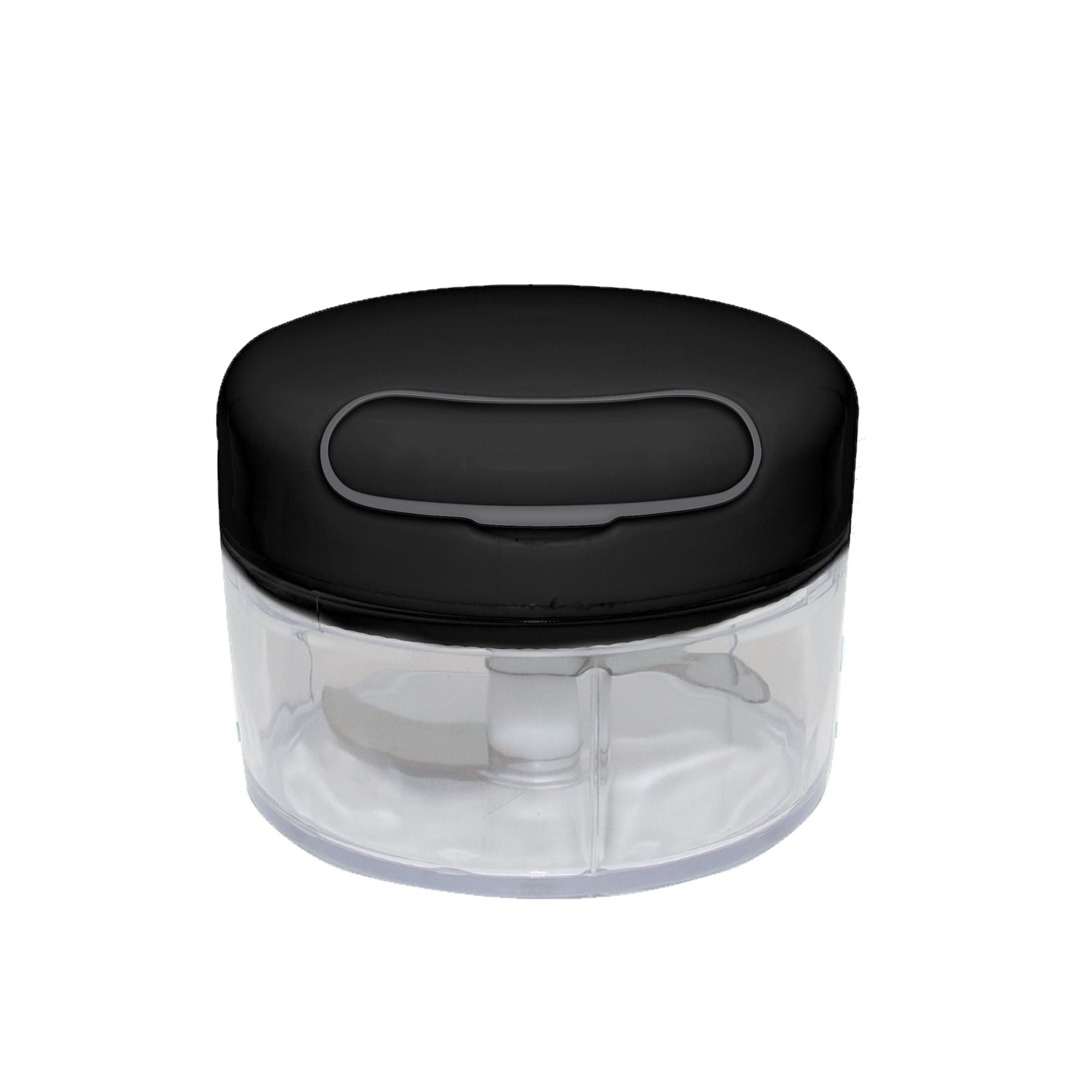Mini Processador de Alimentos Manual em Plástico com 2 Laminas Preto e Cinza 200ml - Ela Decora