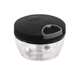 Mini Processador de Alimentos Manual em Plástico com 3 Laminas Preto e Cinza 500ml - Ela Decora