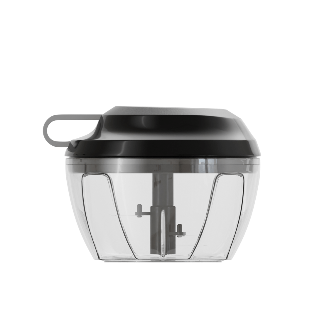 Mini Processador de Alimentos Manual Preto e Cinza 500ml - Ela Decora