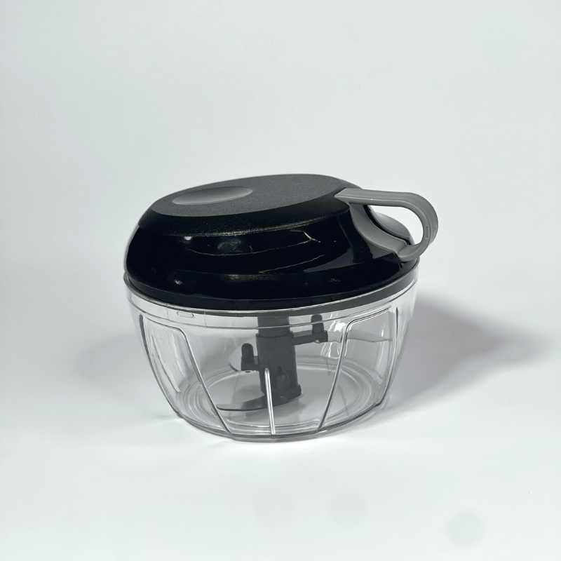 Mini Processador de Alimentos Manual Preto e Cinza 500ml - Ela Decora