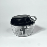 Mini Processador de Alimentos Manual Preto e Cinza 500ml - Ela Decora