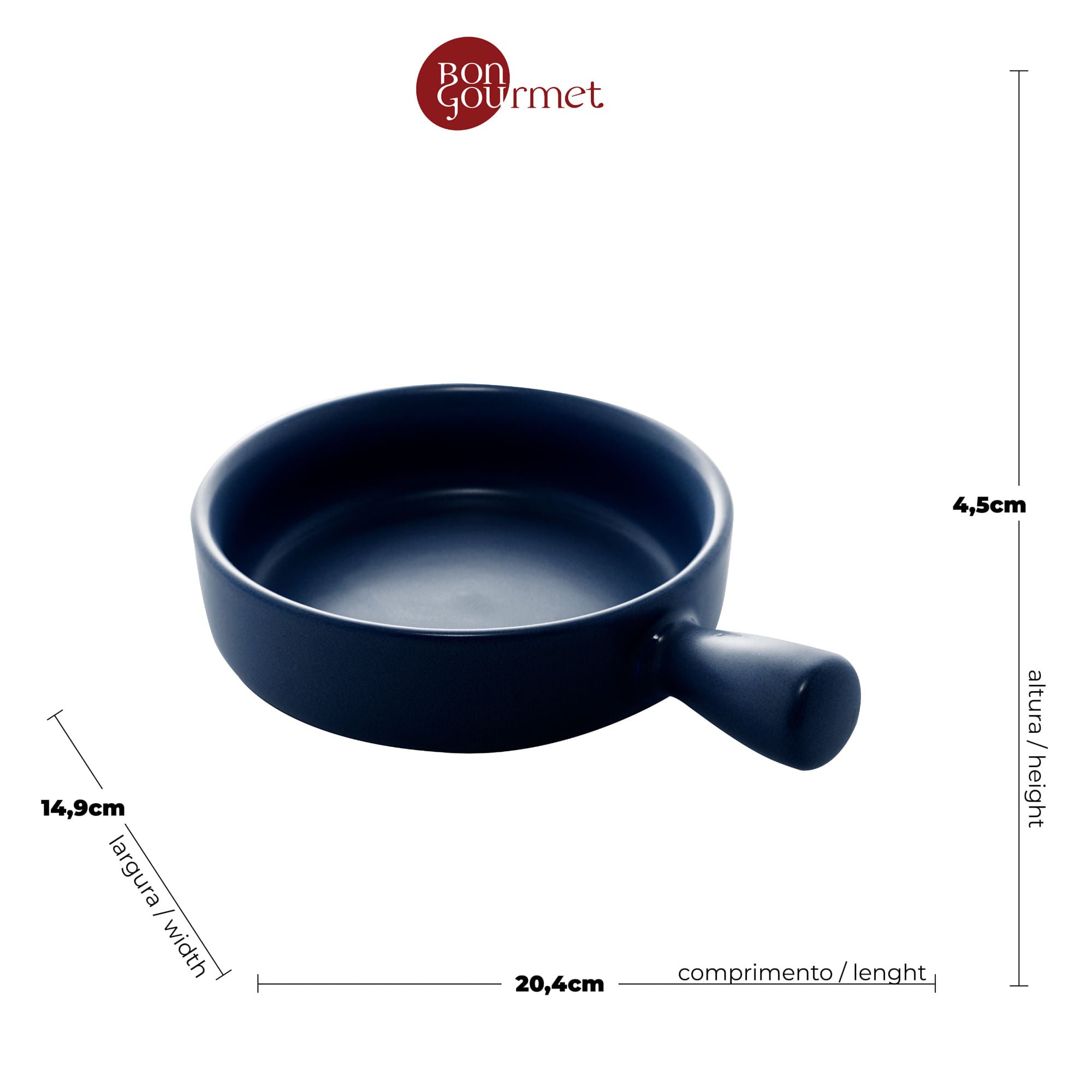 Mini Travessa Panelinha Porcelana Nordica Azul Marinho Matt - 20 cm - Ela Decora