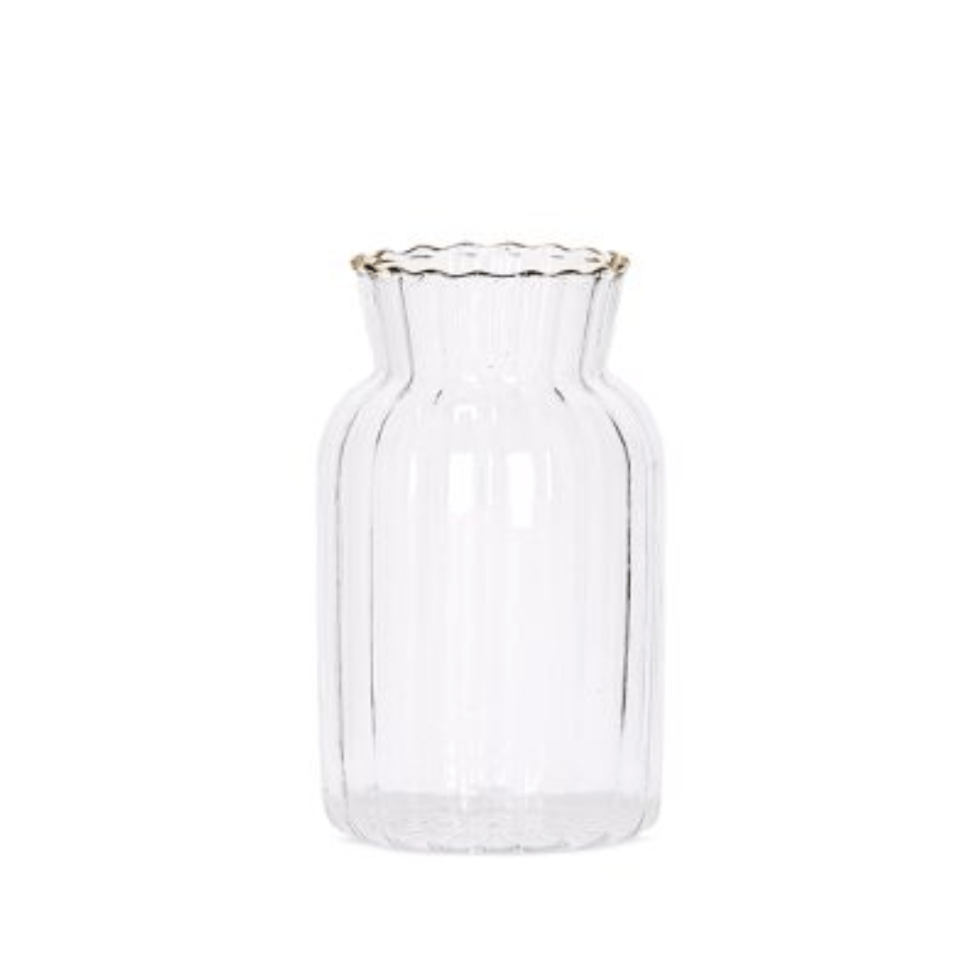 Mini Vaso com Borda Dourada 13cm - Ela Decora