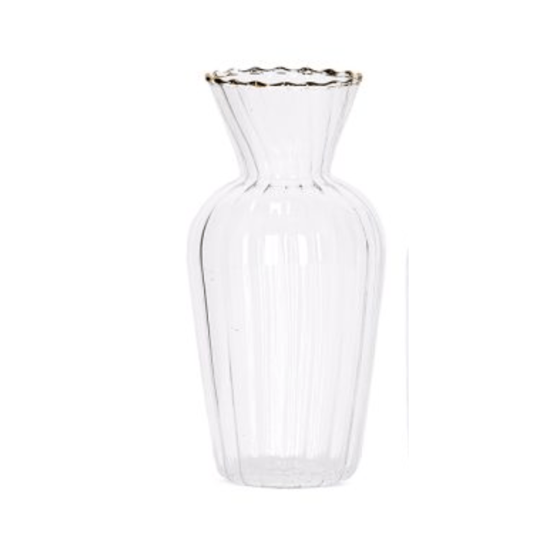 Mini Vaso com Borda Dourada G 15cm - Ela Decora