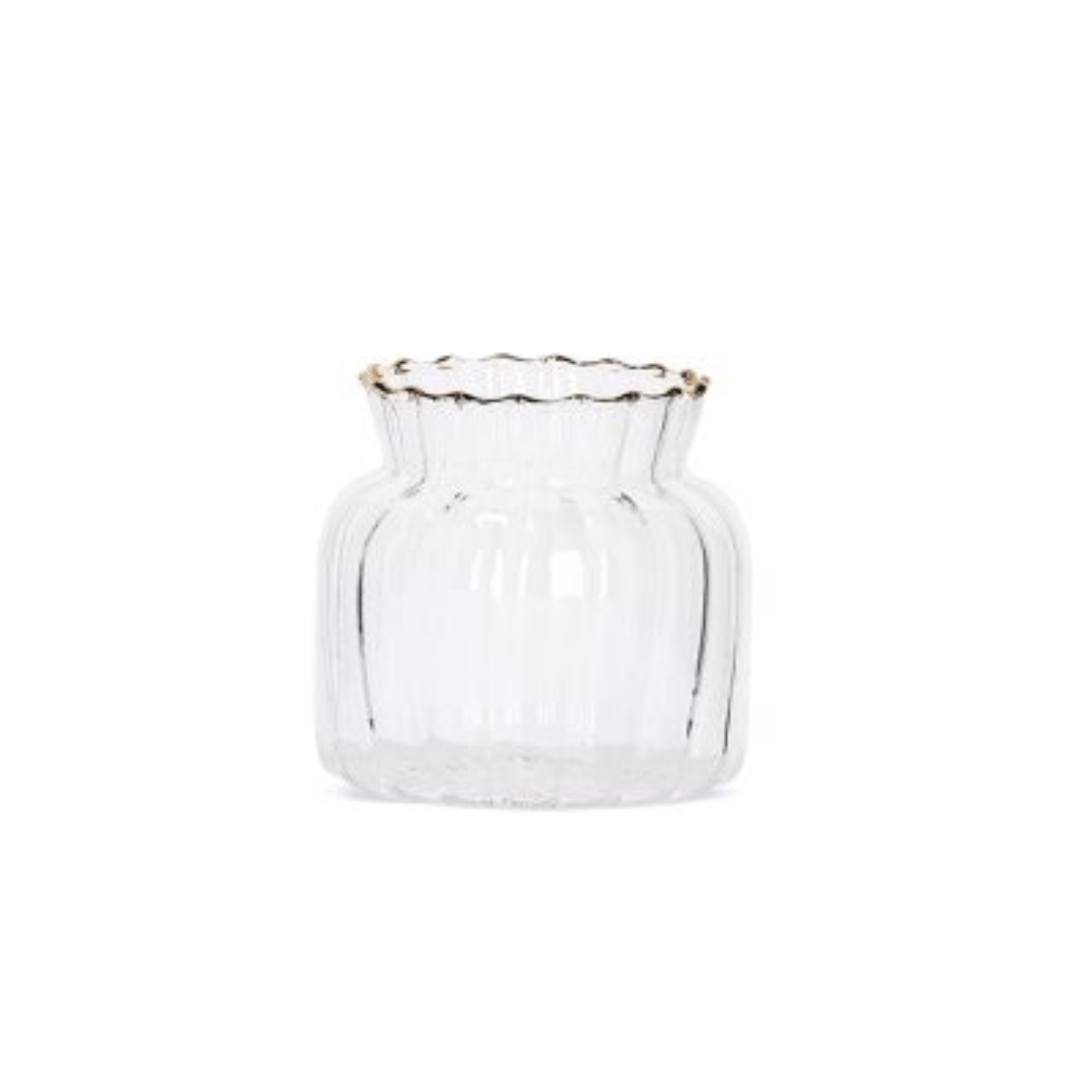 Mini Vaso com Borda Dourada P 8cm - Ela Decora