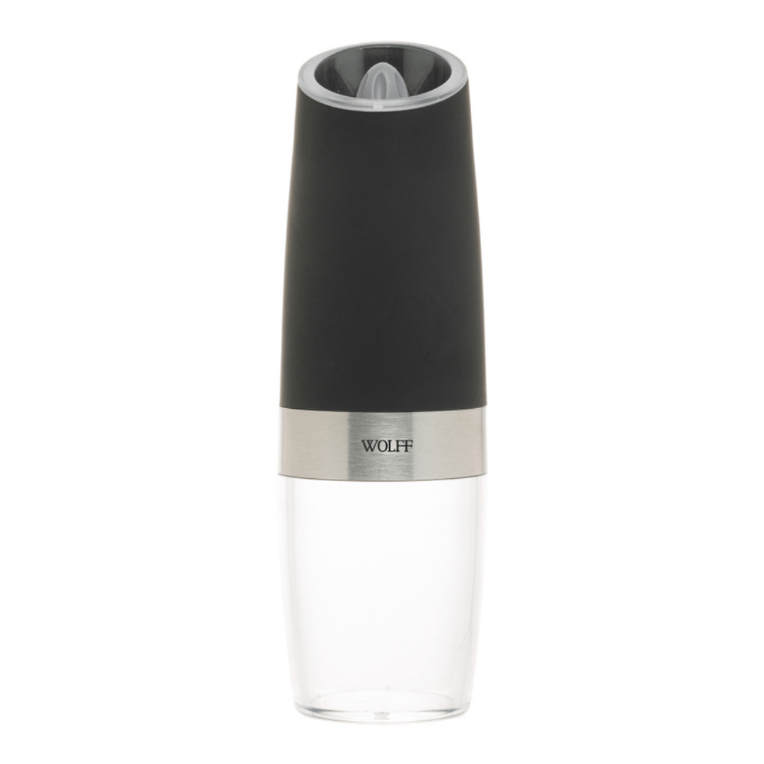 Moedor de Temperos Automatico Gravity em Aço Inox Preto 20cm - Ela Decora
