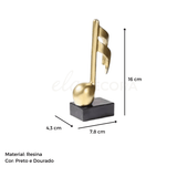 Nota Musical Decorativa Dourada 16cm - Ela Decora