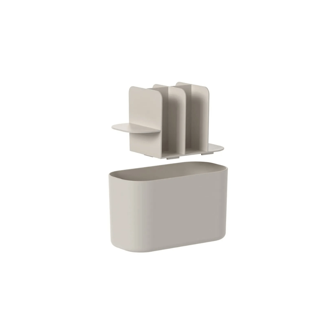 Organizador de Maquiagem com Divisórias Bold Bege 16,8cm - Ela Decora