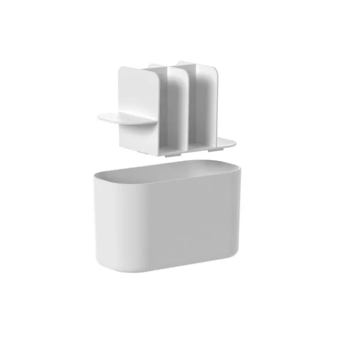 Organizador de Maquiagem com Divisórias Bold Branco 16,8cm - Ela Decora