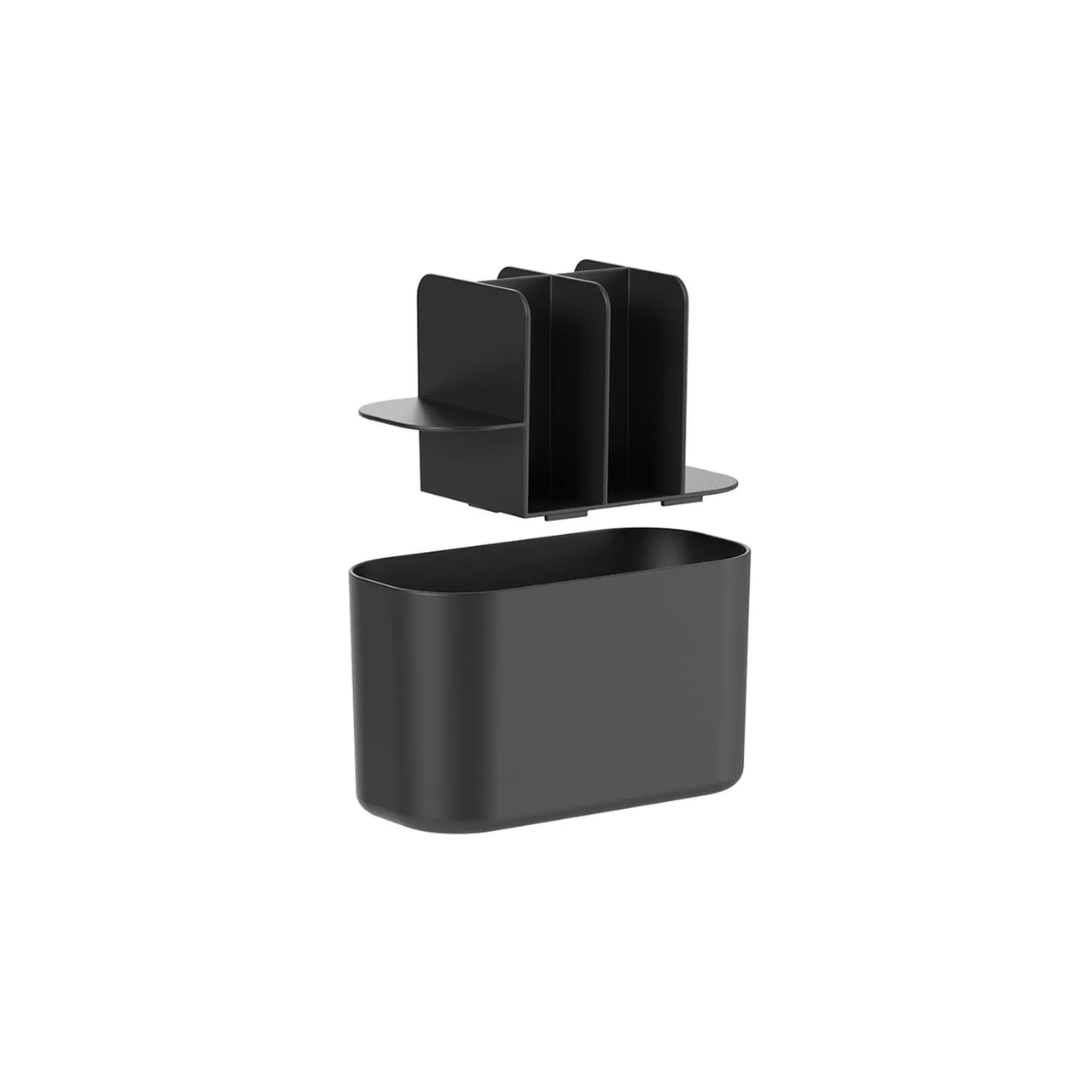 Organizador de Maquiagem com Divisórias Bold Preto 16,8cm - Ela Decora
