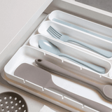 Organizador de Talheres com Tampa Extensível Perfect Branco 35,9cm - Ela Decora