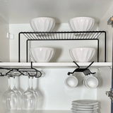 Organizador De Xícaras Para Armário De Encaixar Preto Fosco Linha Black - Ela Decora