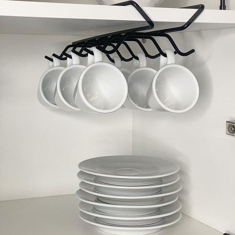Organizador De Xícaras Para Armário De Encaixar Preto Fosco Linha Black - Ela Decora