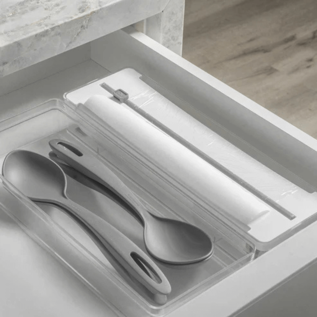 Organizador e Cortador de Rolos Duplo Clear Branco - Ela Decora