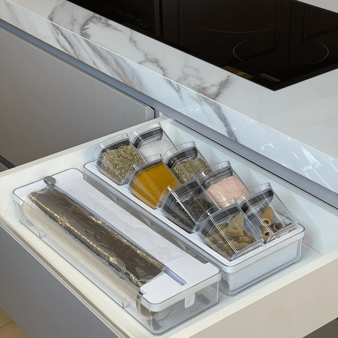 Organizador e Cortador de Rolos Duplo Clear Branco - Ela Decora
