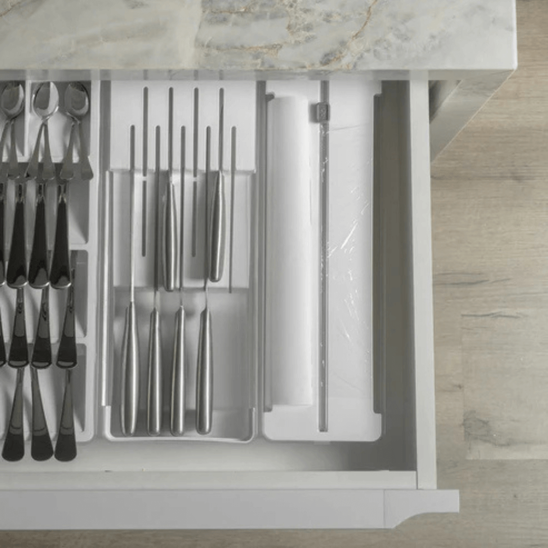 Organizador e Cortador de Rolos Duplo Clear Branco - Ela Decora