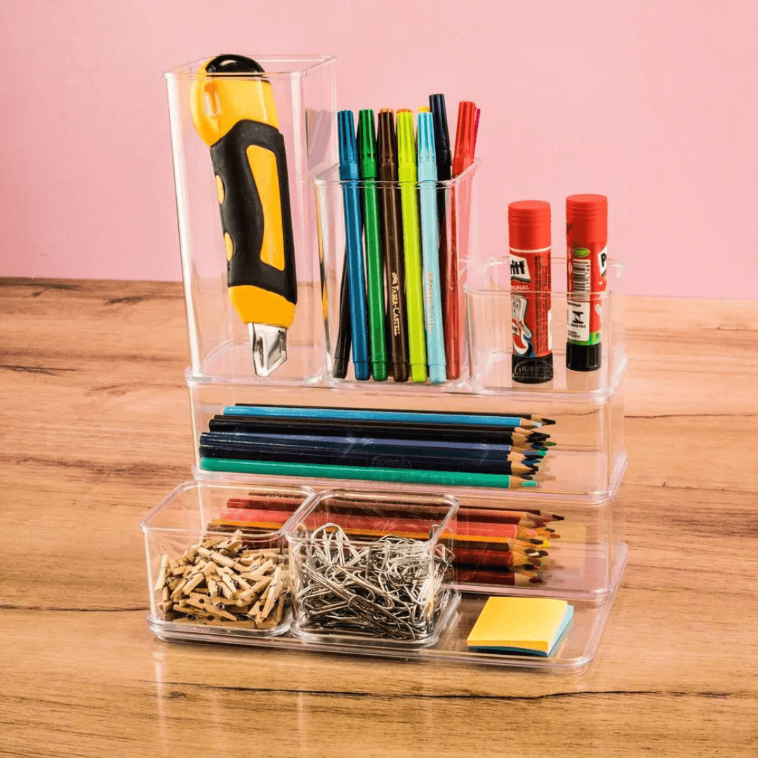 Organizador Encaixa Multiuso Retangular Transparente 29,2cm - Ela Decora