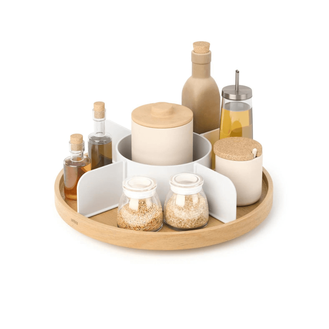 Organizador Giratório Bellwood em Madeira 30cm - Ela Decora