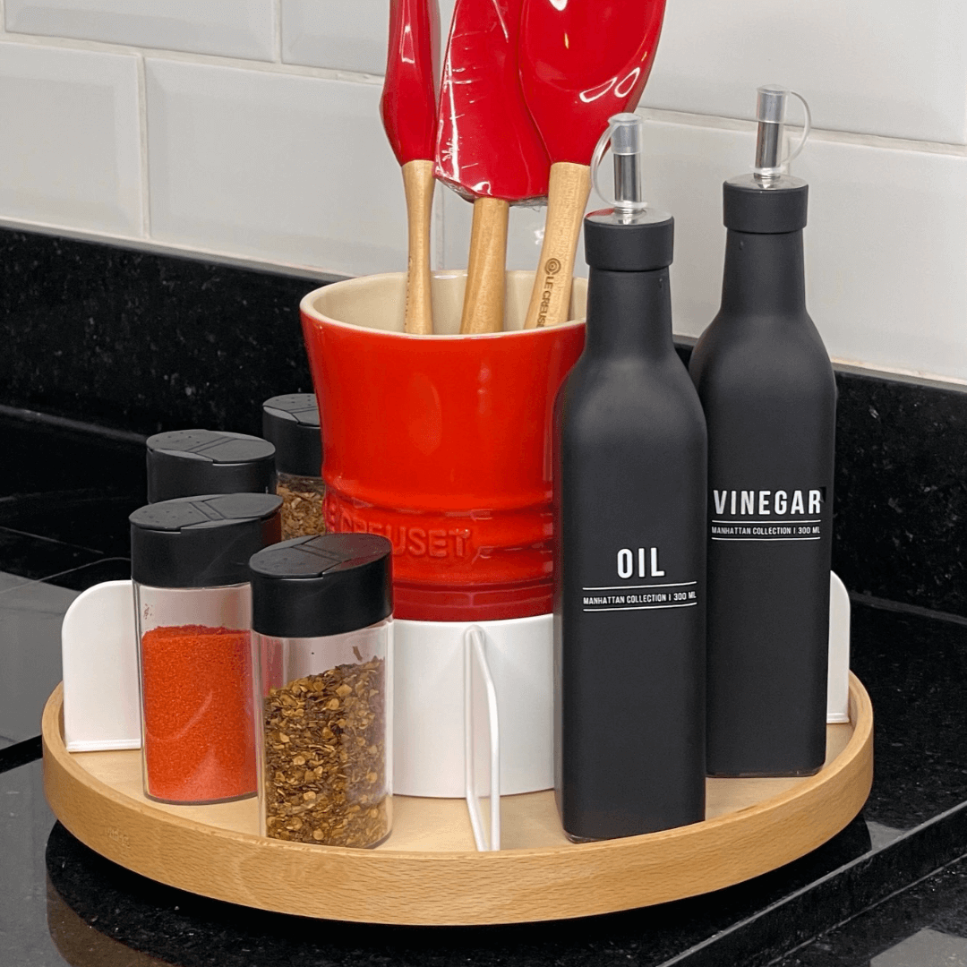 Organizador Giratório Bellwood em Madeira 30cm - Ela Decora