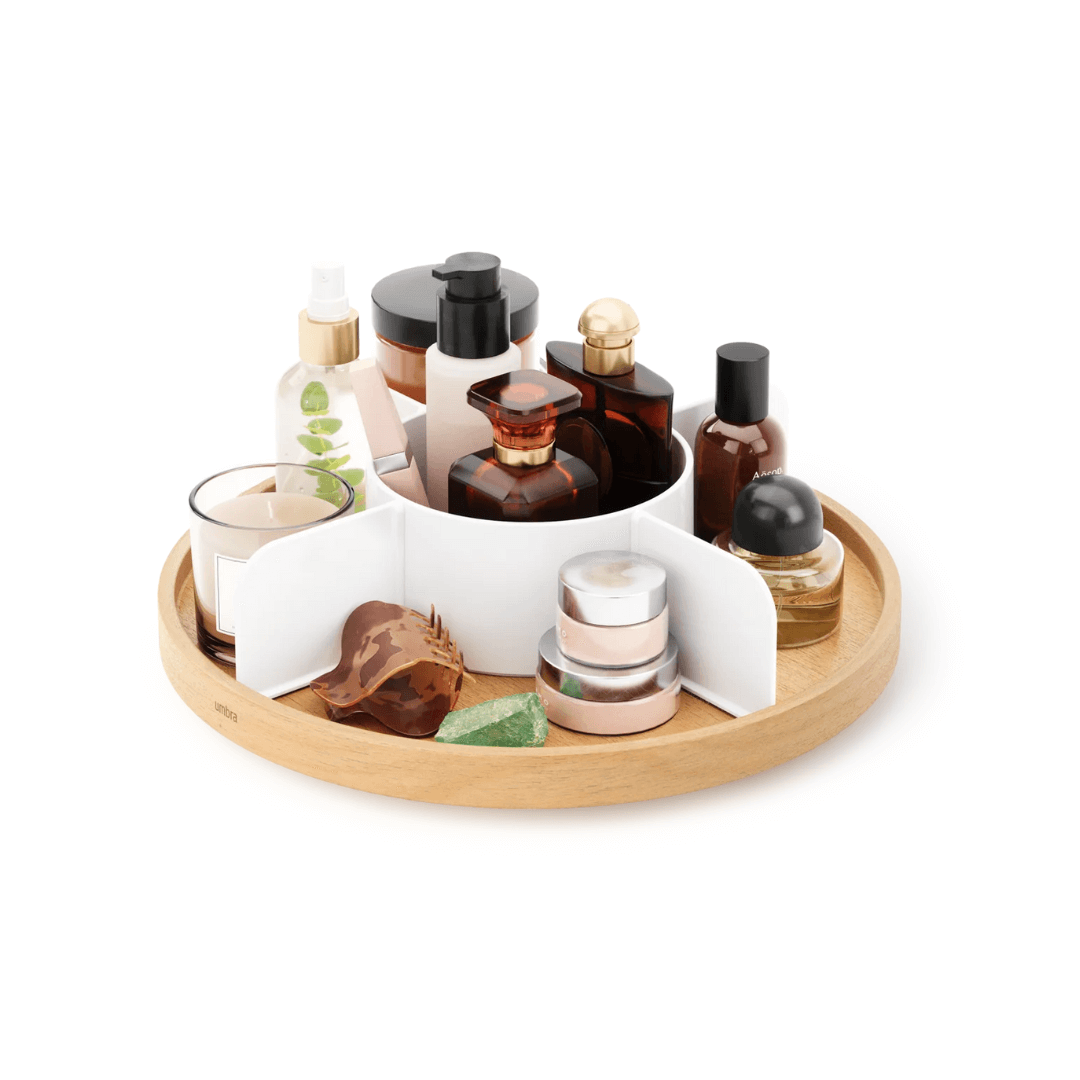 Organizador Giratório Bellwood em Madeira 30cm - Ela Decora