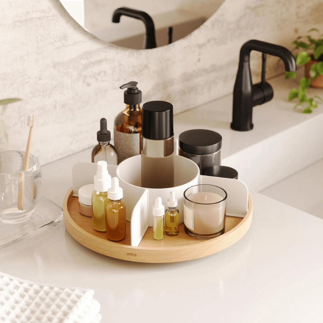 Organizador Giratório Bellwood em Madeira 30cm - Ela Decora