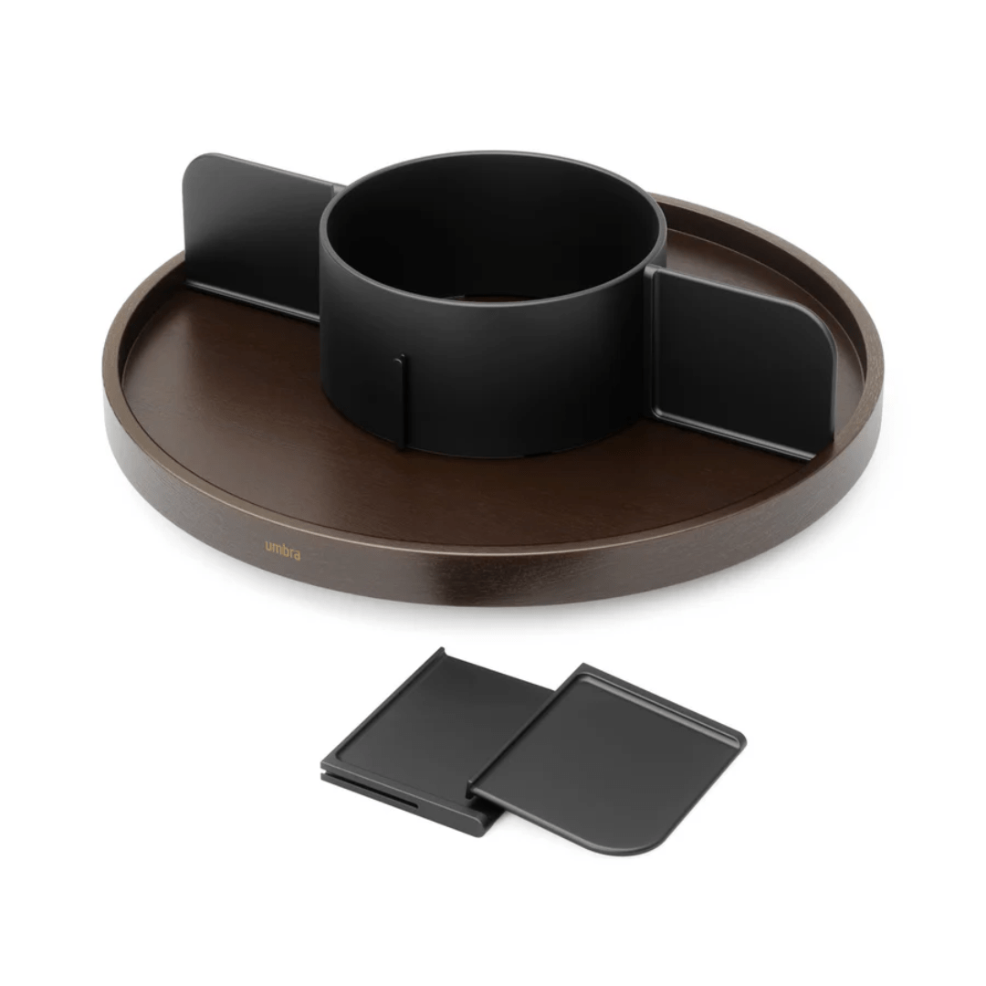 Organizador Giratório Bellwood em Madeira Preta 30cm - Ela Decora
