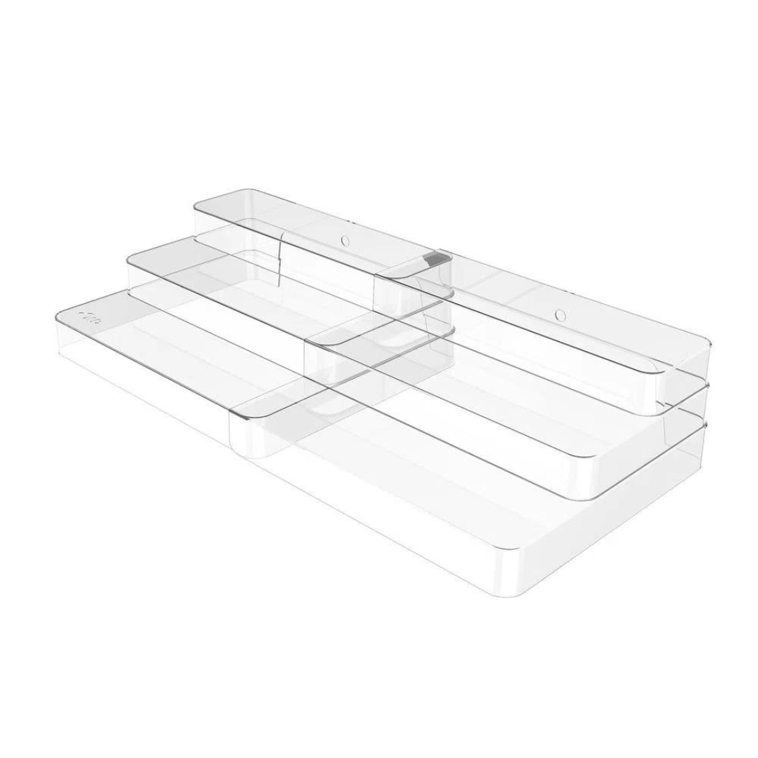 Organizador Multinivel Extensivel Clear Transparente 25cm x 29 - 54cm x 10,3cm - Ela Decora