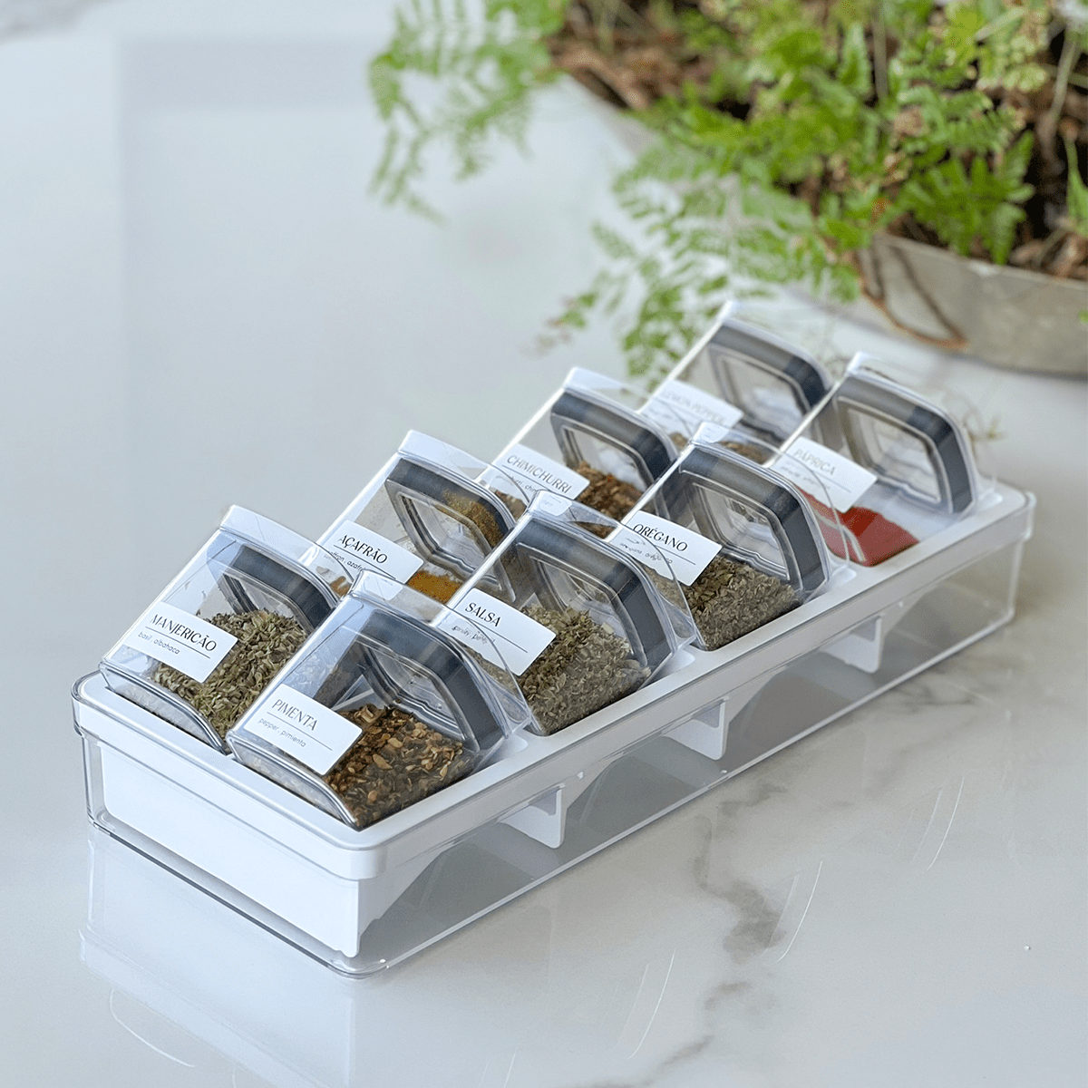 Organizador para Temperos Clear Natura 9 Peças - Ela Decora