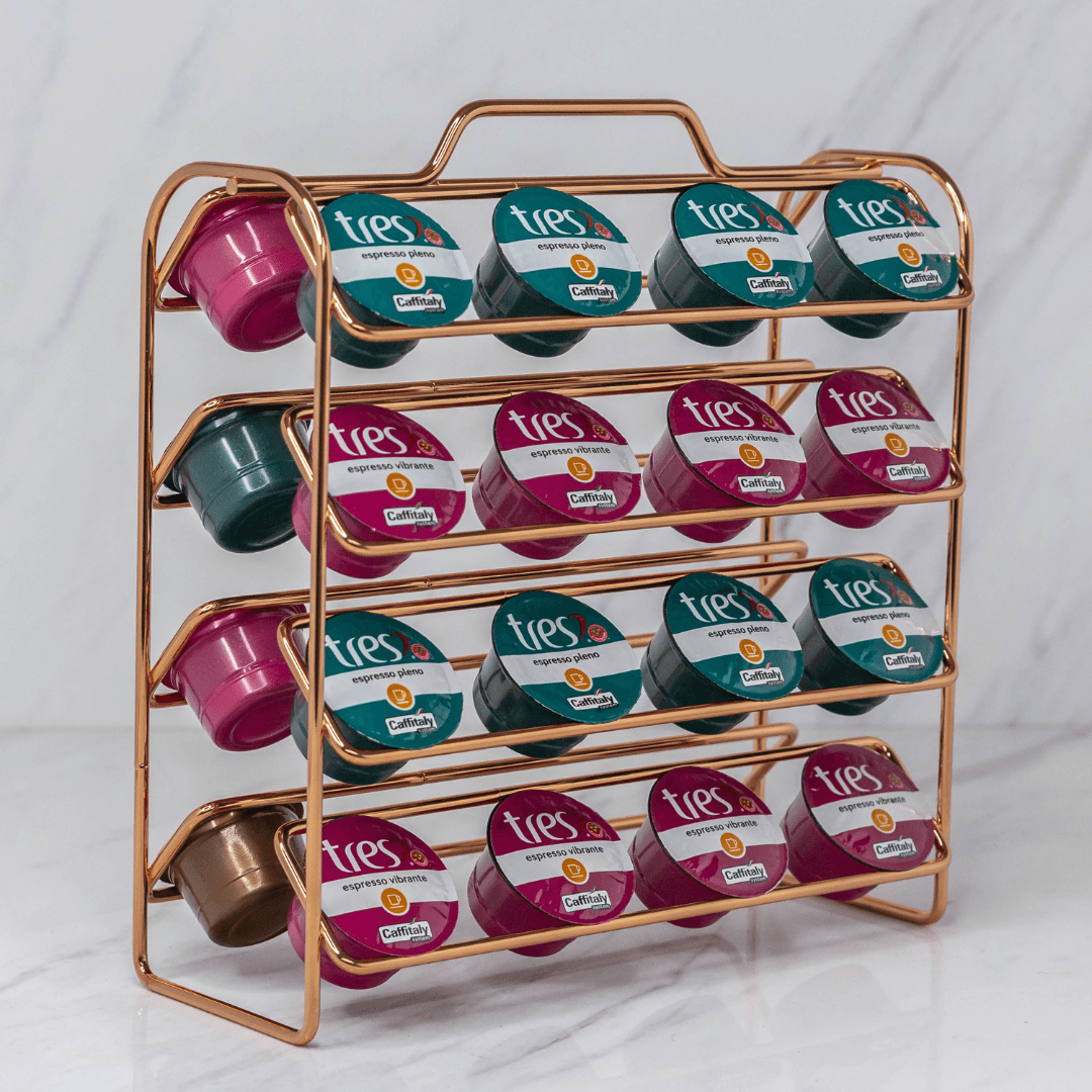 Organizador Porta Cápsulas de Café Três Corações Rose Gold - Ela Decora