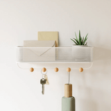 Organizador Porta Chaves e Correspondências Estique com 5 Ganchos Branco - Ela Decora